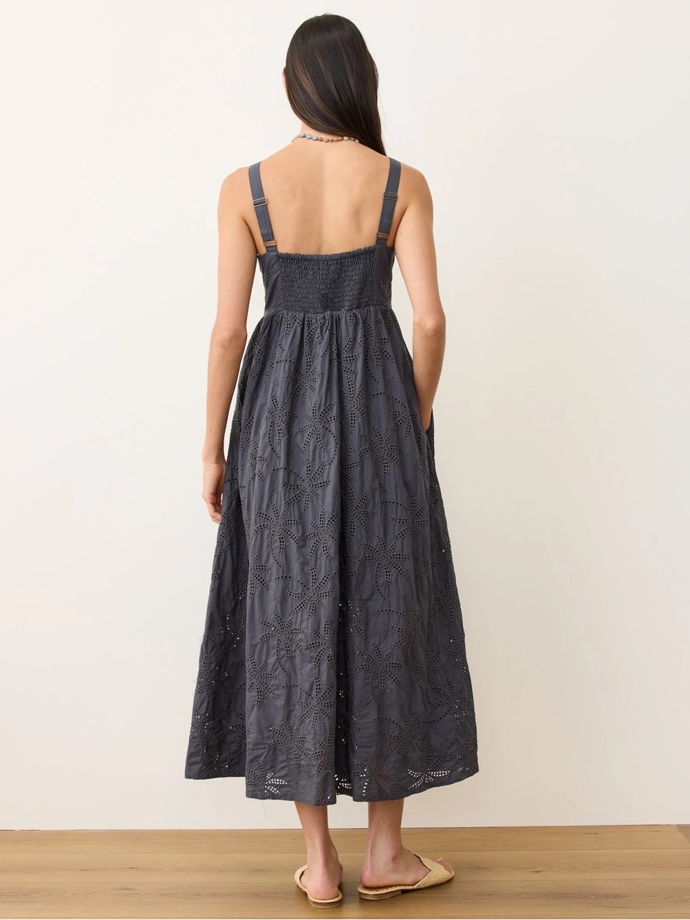 Marine Layer Rosette Eyelet Sleeveless Maxi Dress In Indigo Sz Medium NWT $218 - Picture 3 of 12